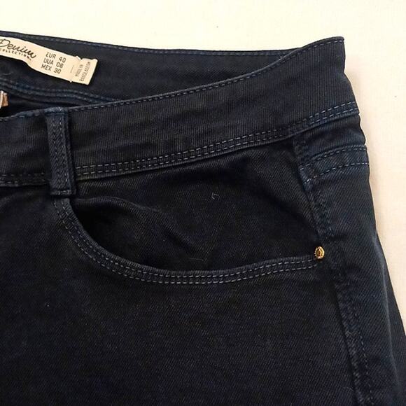 Zara CORE DENIM Trafaluc Collection Jeans Euro Sz 40 Black Slim Punk Goth - Picture 9 of 16